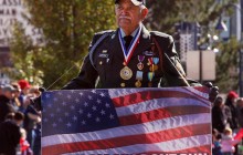 A proud veteran shows his colors during Reno's Veterans Day Parade